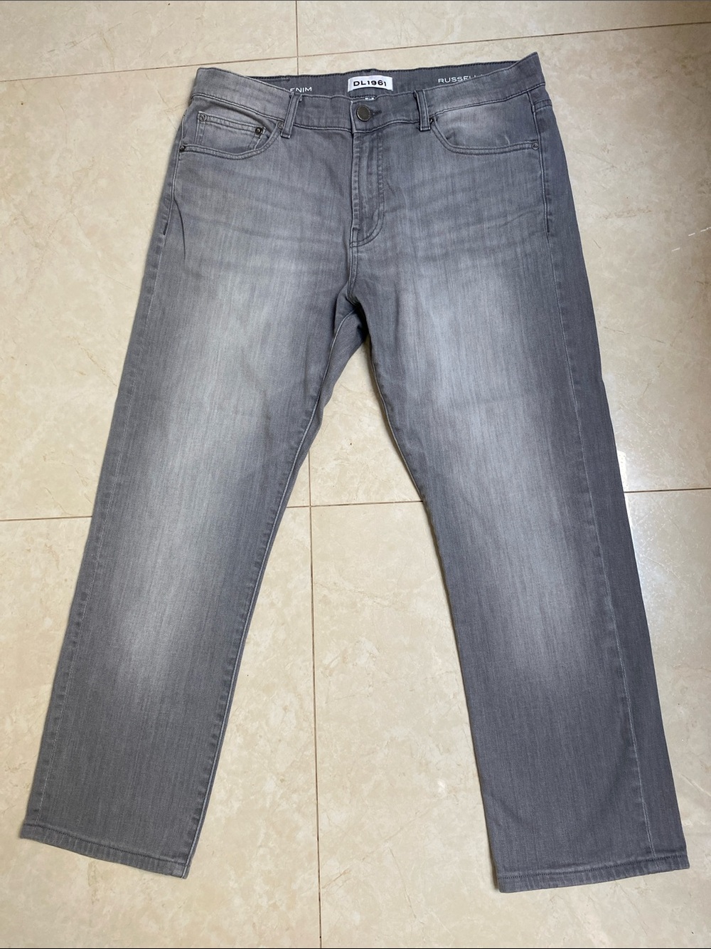 DL 1961 Russell Straight Slim Grey Denim Pants 36
